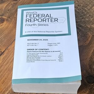 West's Federal Reporter 4th Series November 24, 2025 Paperback New